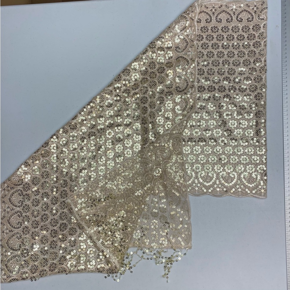 NWT Pier 1 CHAMPAGNE Sequin Wrap. 64"X 18.5", *P1057